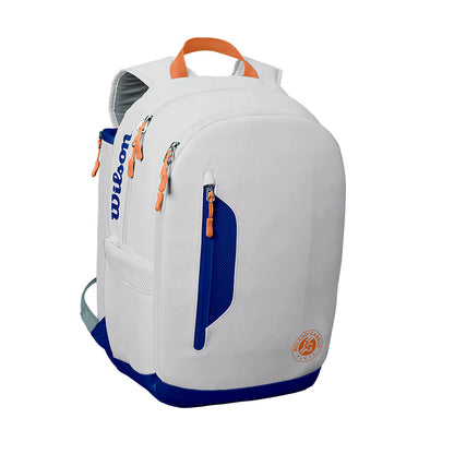 Wilson Premium Roland Garros Backpack Racquet Bag (Oyster Grey/Blue) - RacquetGuys.ca