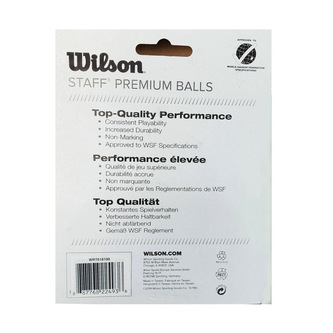 Wilson Staff Double Yellow Dot Squash Balls (3 Ball) - RacquetGuys.ca
