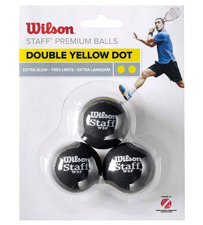 Wilson Staff Double Yellow Dot Squash Balls (3 Ball) - RacquetGuys.ca