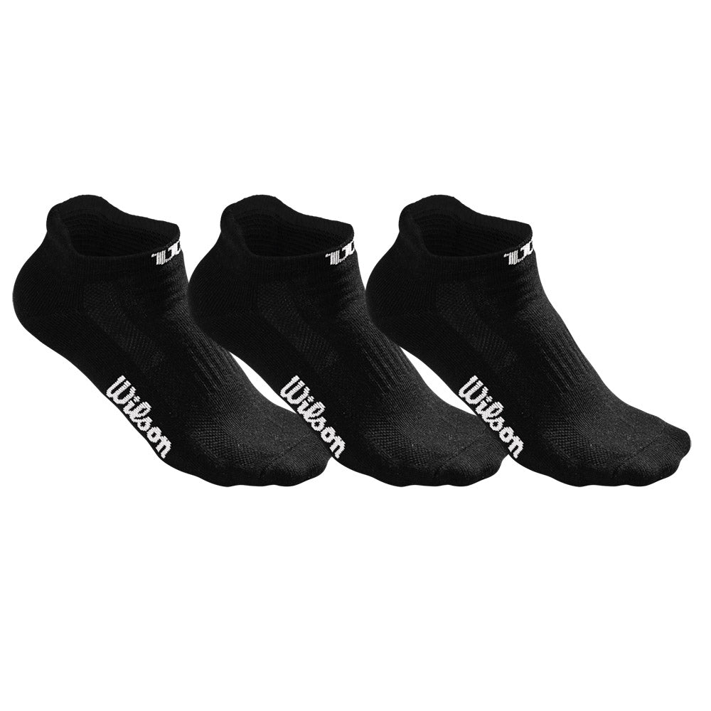 Wilson Women s No Show Socks 3 Pack Black RacquetGuys