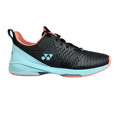 Yonex Power Cushion Sonicage 3 Clay Men's Tennis Shoe (Black/Sky Blue) - RacquetGuys.ca