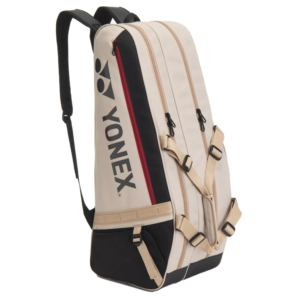 Yonex backpack with beige and black design on a white background