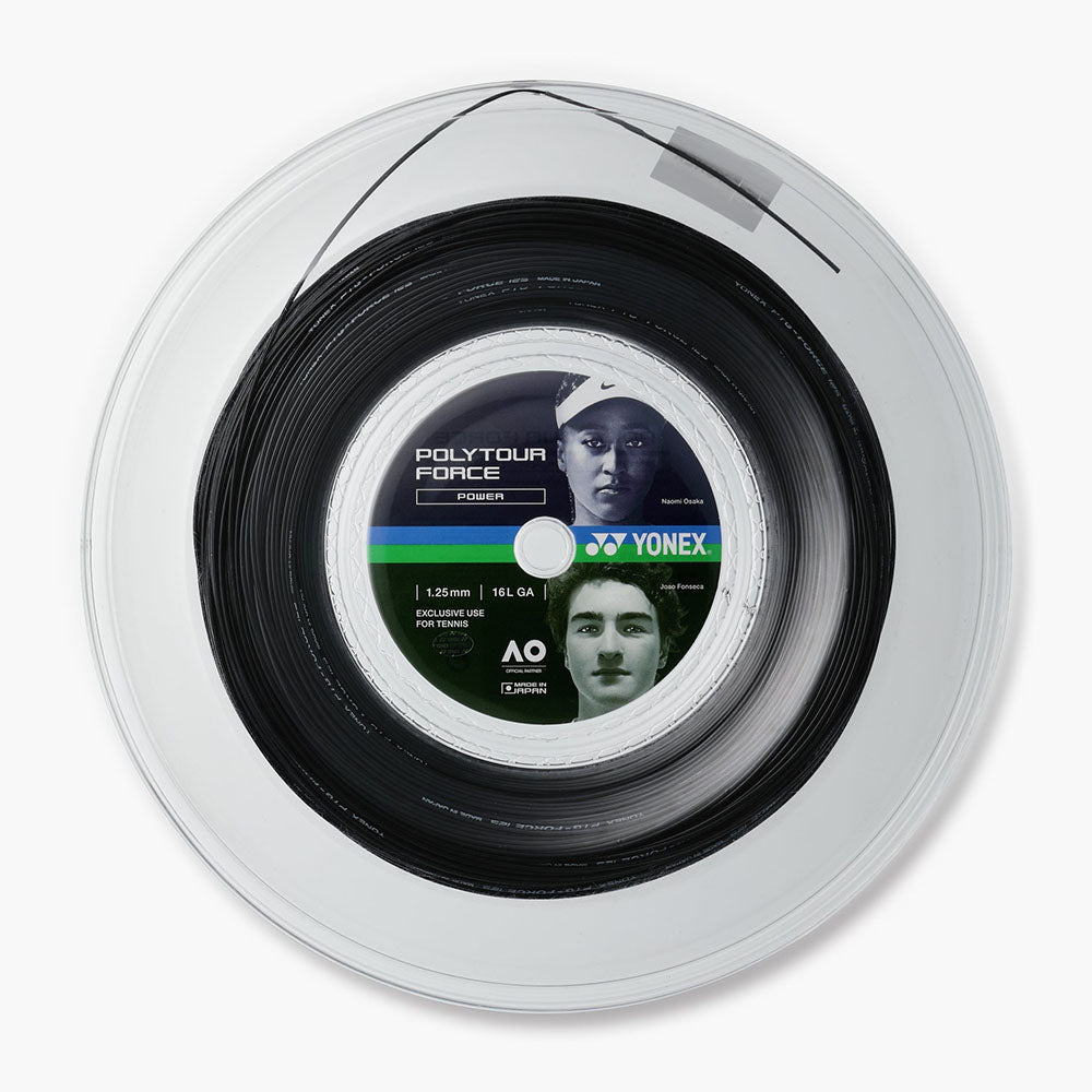 Yonex Poly Tour Force 17/1.20 Tennis String Reel (Black)