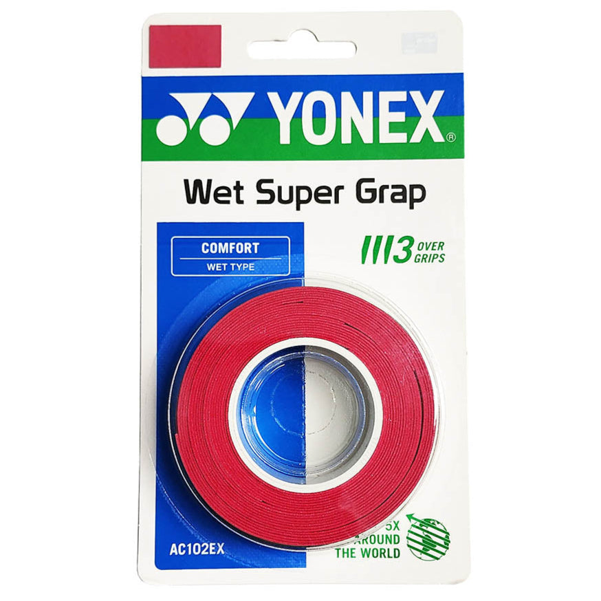 Yonex Wet Super Grap Overgrip 3 Pack (Red) - RacquetGuys.ca
