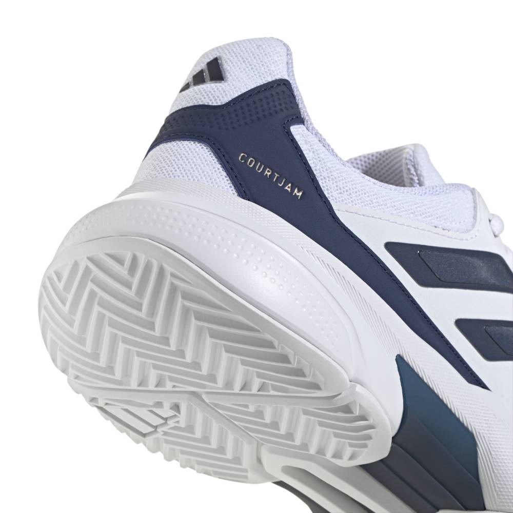 adidas CourtJam Control 3 Men's Tennis Shoe (White/Dark Blue) - RacquetGuys.ca