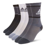 adidas Youth Badge of Sport Crew Socks 6 Pack (Black/Grey/White) - RacquetGuys.ca