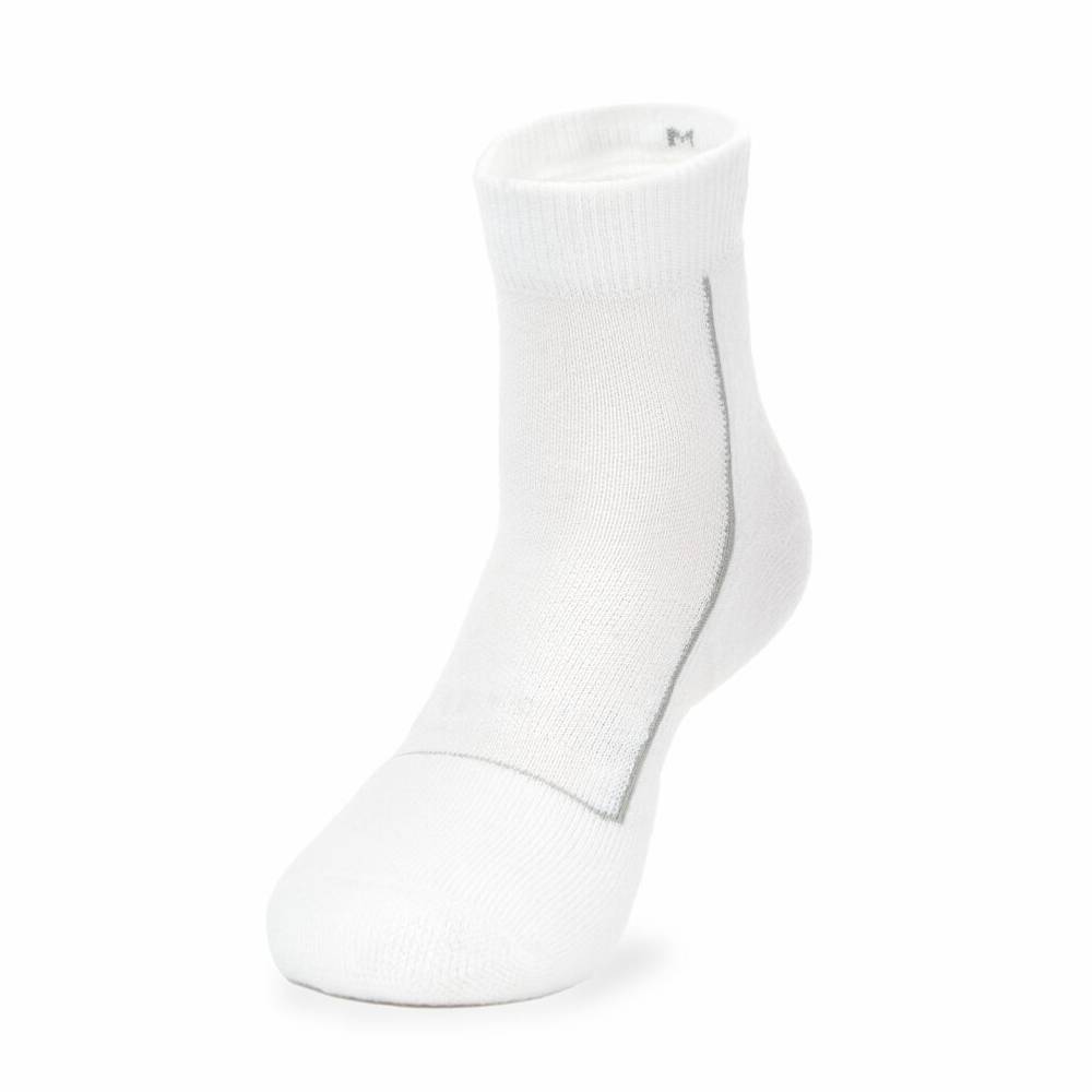 Thorlo Unisex Pickleball Light Cushion Ankle Socks (White/Grey) - RacquetGuys.ca