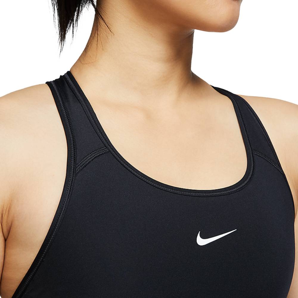 Nike Women's Dri-FIT Swoosh Medium Support 1 Piece Pad Sports Bra (Black/White) - RacquetGuys.ca