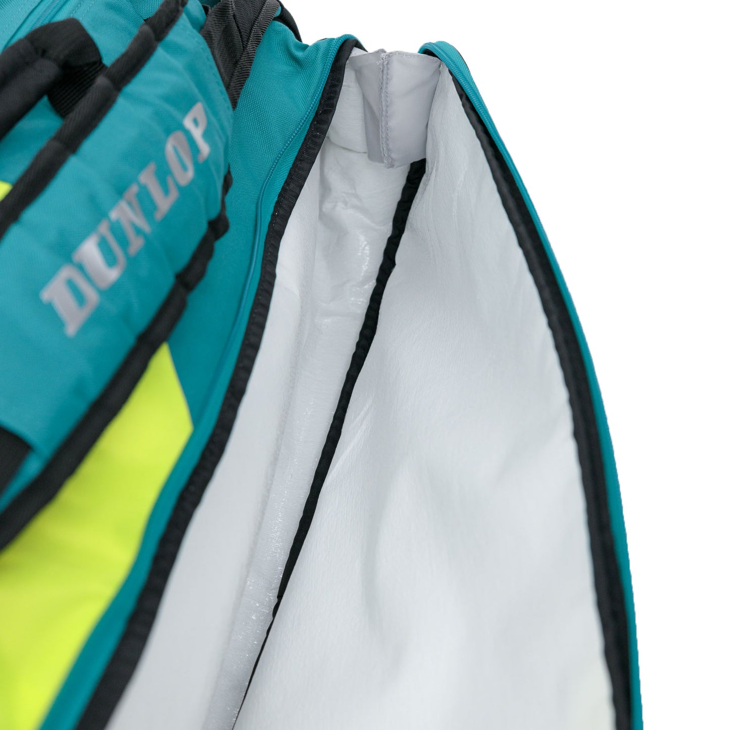 Dunlop SX Performance 8 Pack Racquet Bag (Teal/Black/Yellow) - RacquetGuys.ca