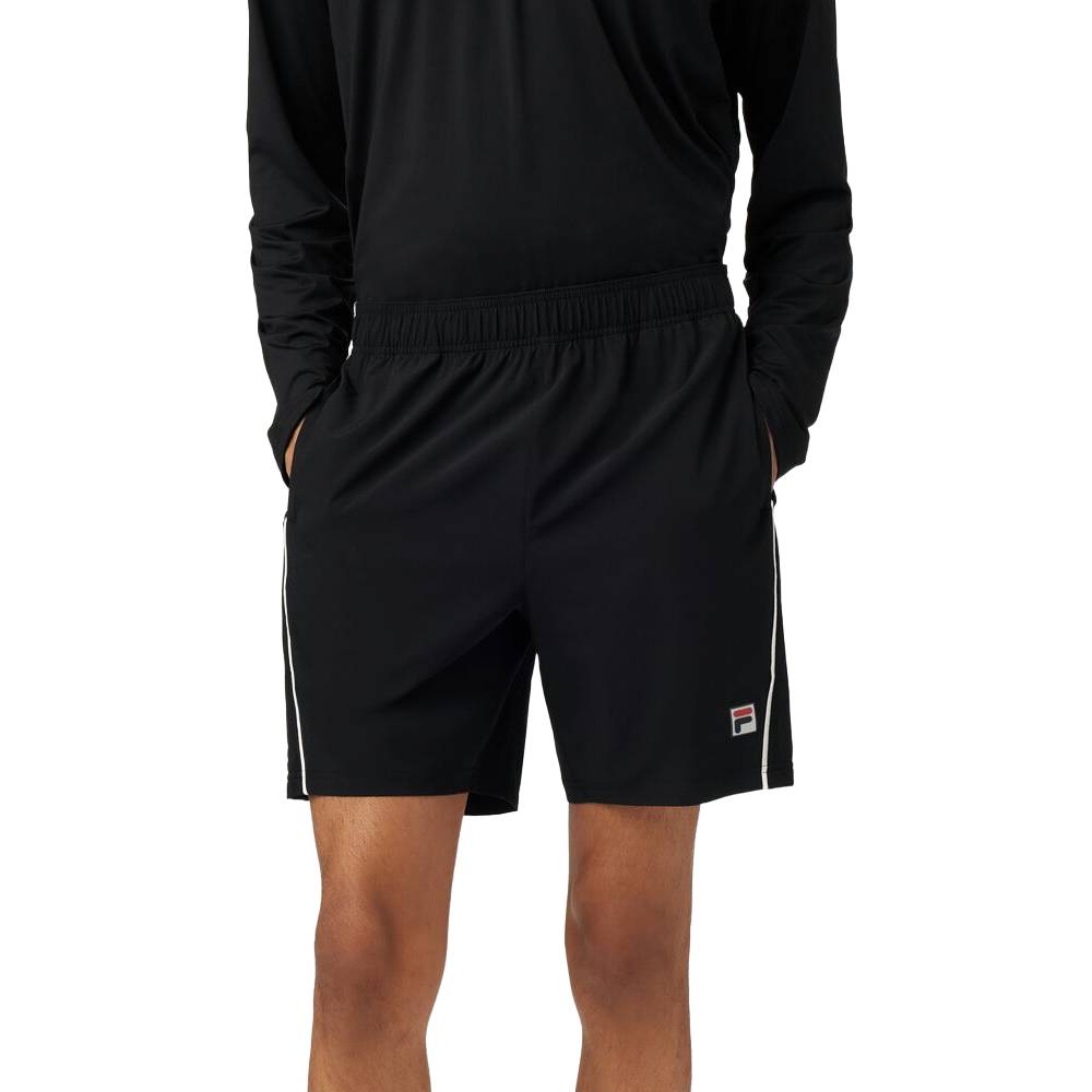 Fila Men's Piped Stretch Woven Short (Black/White) - RacquetGuys.ca
