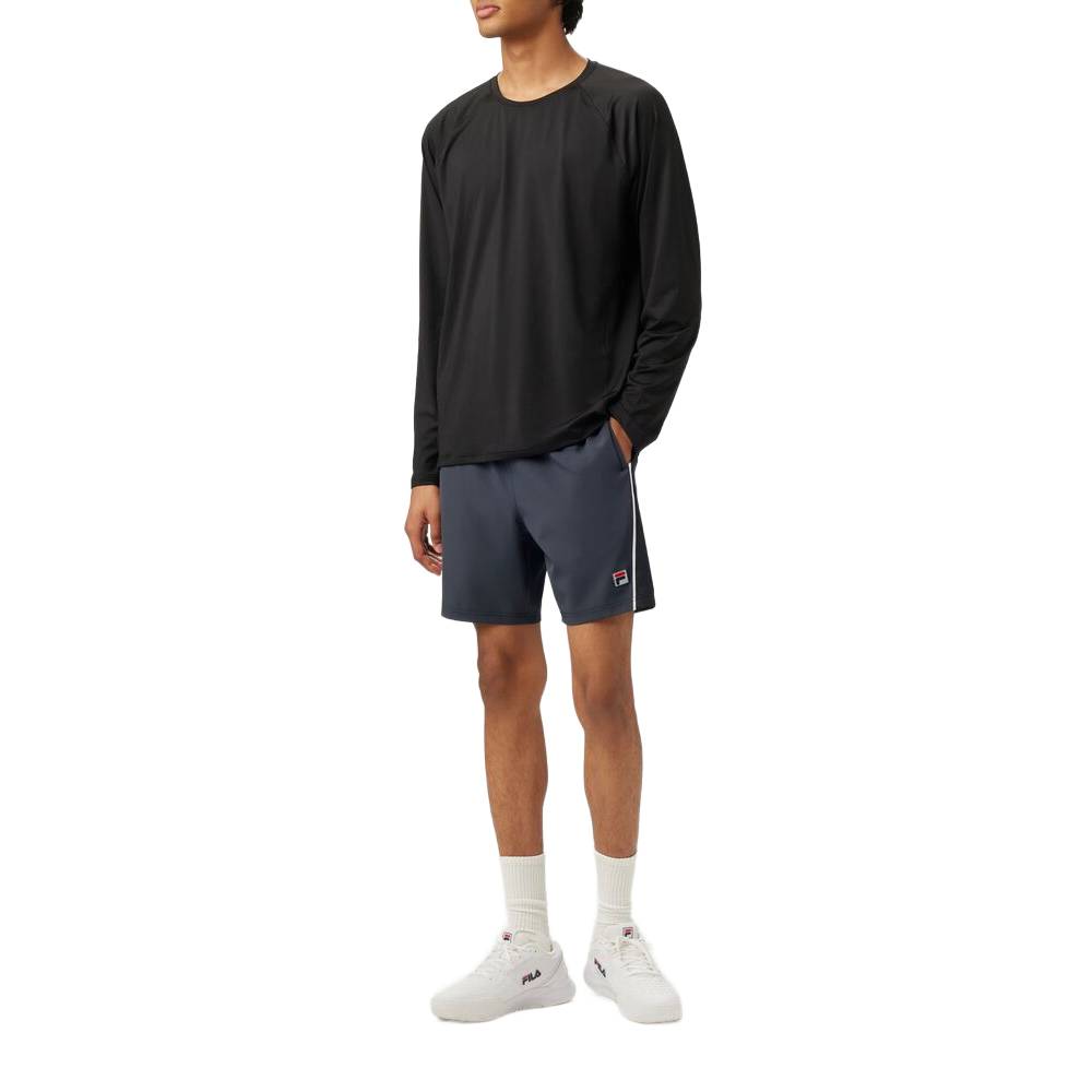 Fila Men's Piped Stretch Woven Short (Ebory/White) - RacquetGuys.ca