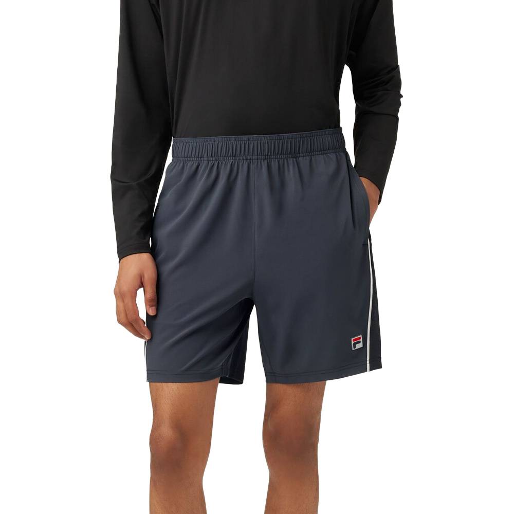 Fila Men's Piped Stretch Woven Short (Ebory/White) - RacquetGuys.ca