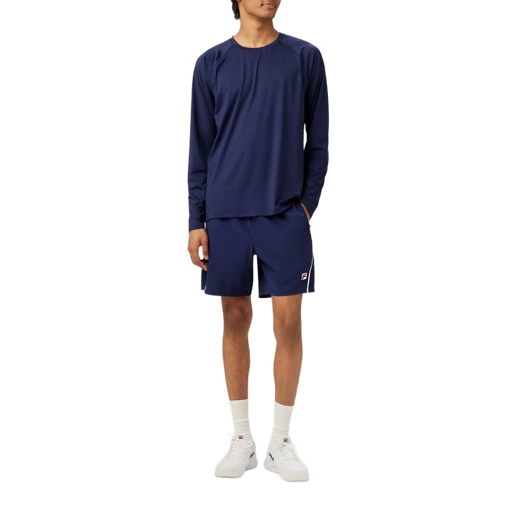 Fila Men's Piped Stretch Woven Short (Fila Navy/White) - RacquetGuys.ca