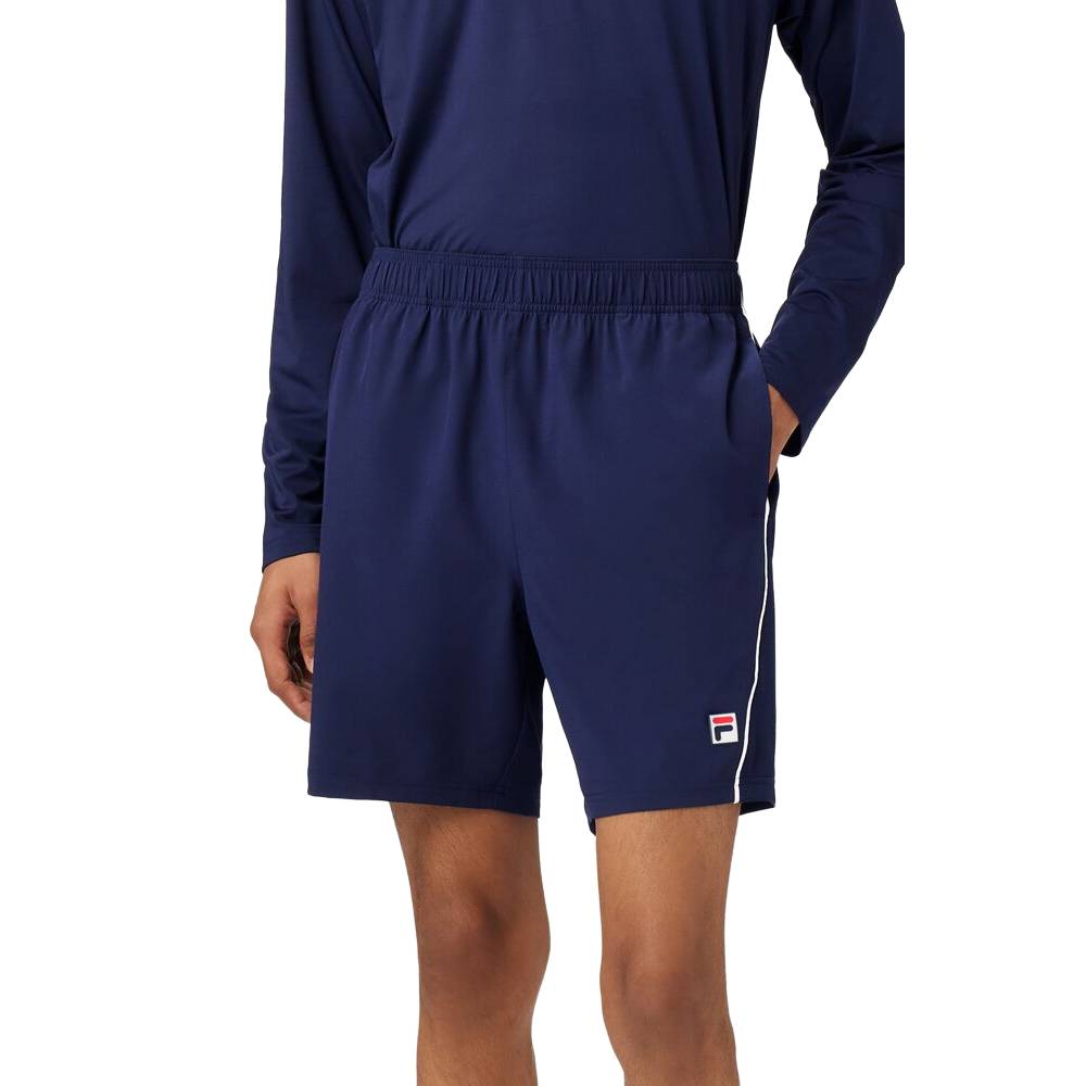 Fila Men's Piped Stretch Woven Short (Fila Navy/White) - RacquetGuys.ca