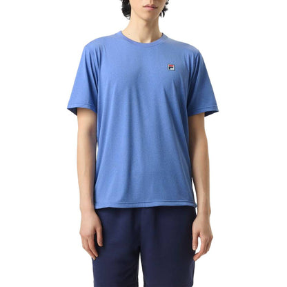 Fila Men's Scallop Hem Heather Crew Top (Dazzling Blue Heather) - RacquetGuys.ca