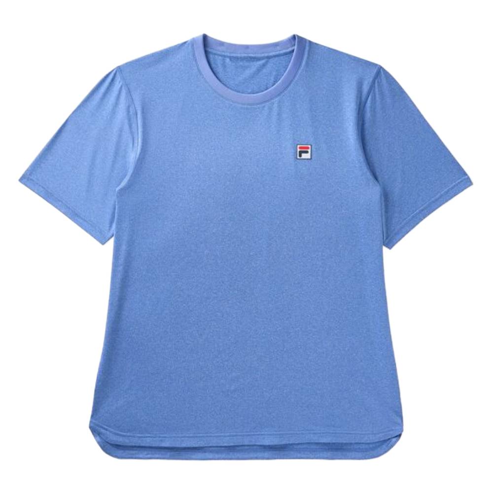 Fila Men's Scallop Hem Heather Crew Top (Dazzling Blue Heather) - RacquetGuys.ca
