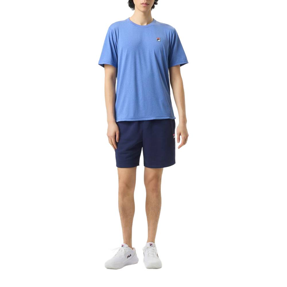 Fila Men's Scallop Hem Heather Crew Top (Dazzling Blue Heather) - RacquetGuys.ca