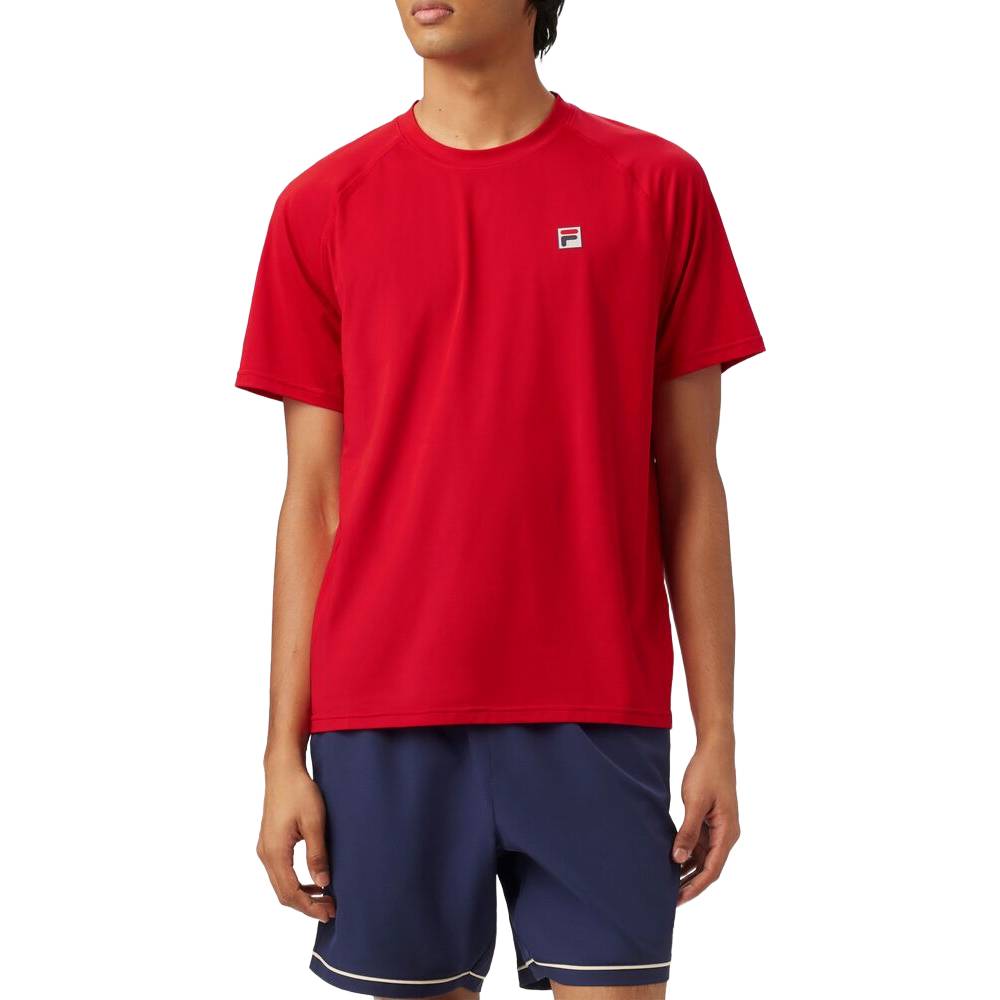 Fila Men's Short Sleeve Crewneck Top (Fila Red) - RacquetGuys.ca