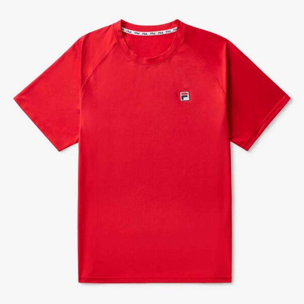 Fila Men's Short Sleeve Crewneck Top (Fila Red) - RacquetGuys.ca