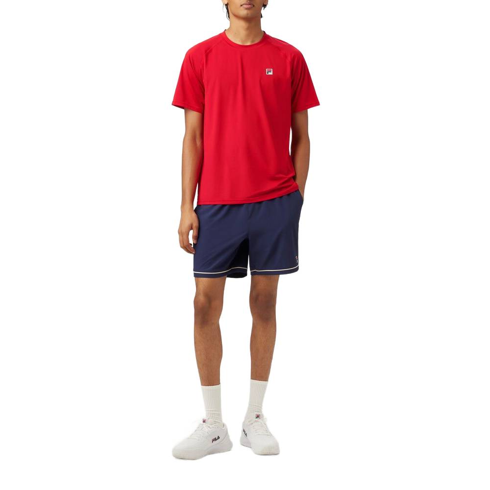 Fila Men's Short Sleeve Crewneck Top (Fila Red) - RacquetGuys.ca