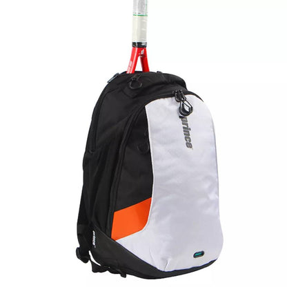 Prince Tour Evo Backpack Racquet Bag (White, Black, Orange) - RacquetGuys.ca