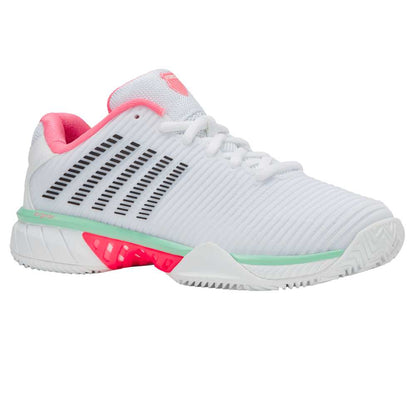 K-Swiss Hypercourt Express 2 Clay Court Women's Tennis Shoe (White/Neon Pastel Pink) - RacquetGuys.ca