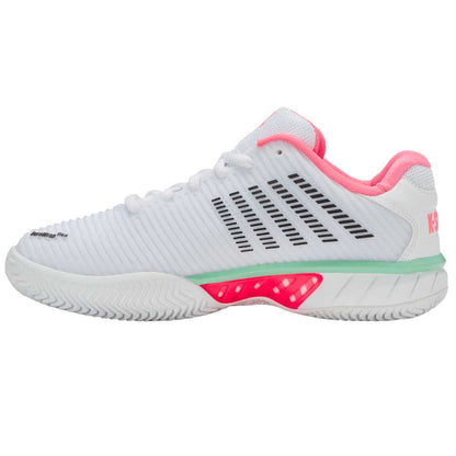 K-Swiss Hypercourt Express 2 Clay Court Women's Tennis Shoe (White/Neon Pastel Pink) - RacquetGuys.ca
