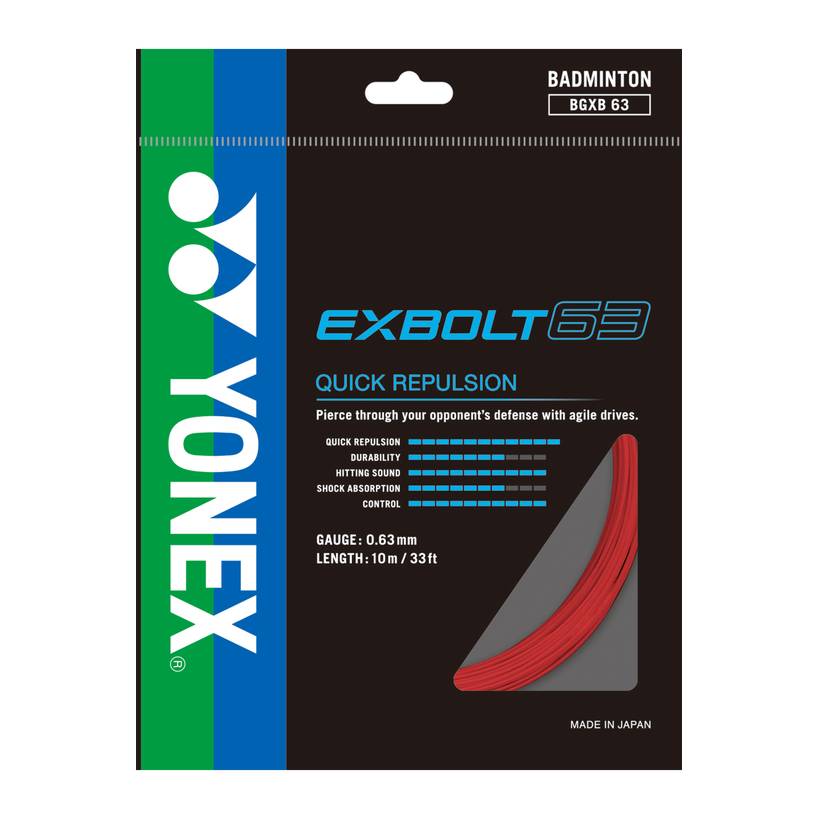 Yonex BG Exbolt 63 Badminton String (Ruby Red) - RacquetGuys.ca