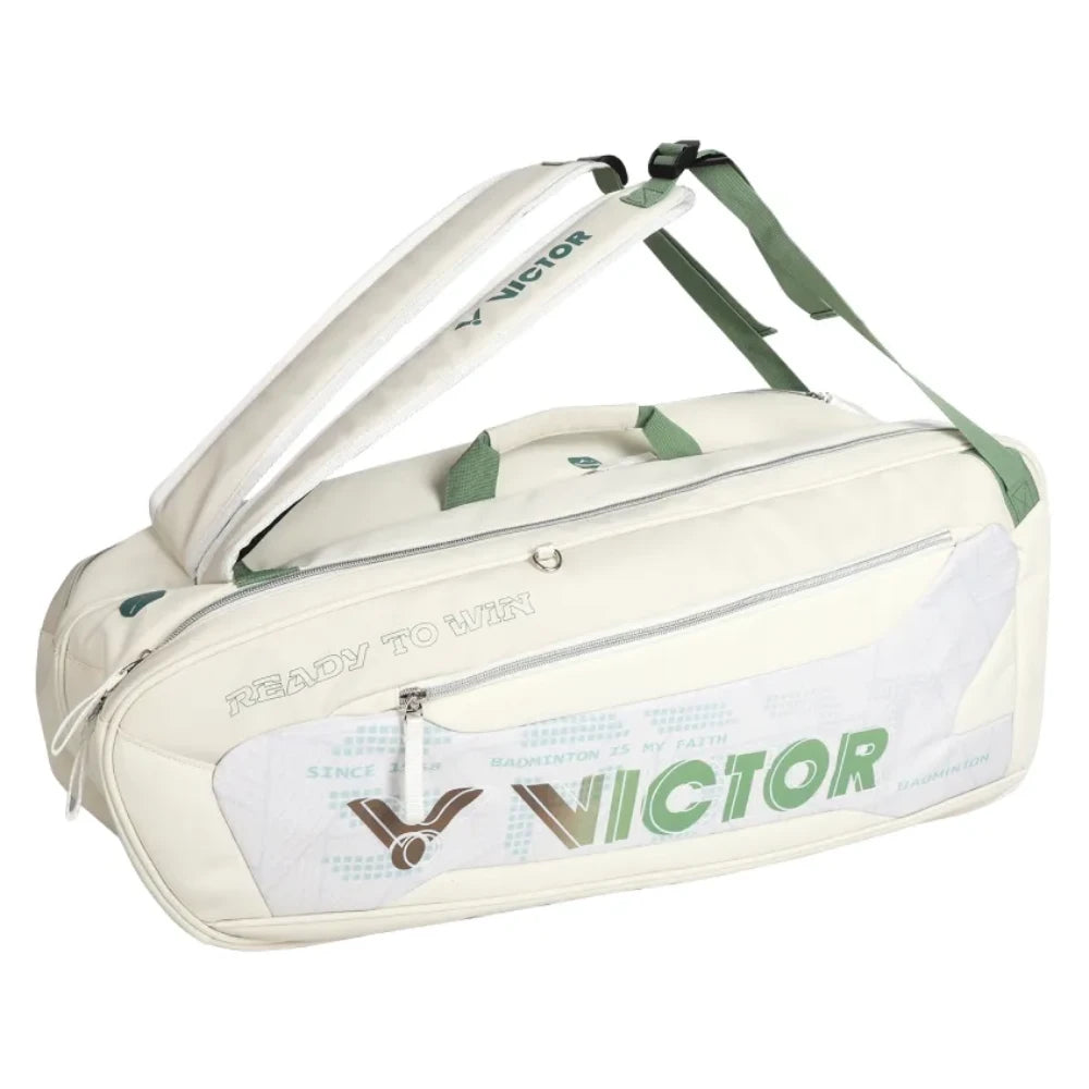 Victor BR5223 6 Pack Racquet Bag (Lily White/Avocado Green) - RacquetGuys.ca