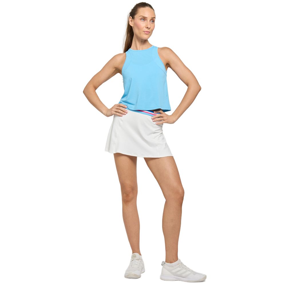 Lija Women's Elite Step Skort 13-Inch (White/Cobalt Multi) - RacquetGuys.ca