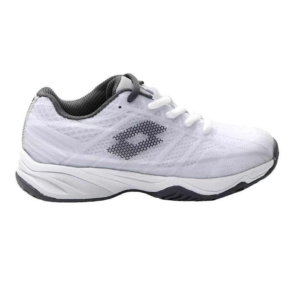 Lotto Mirage 300 Court Junior Tennis Shoe (White/Asphalt) - RacquetGuys.ca