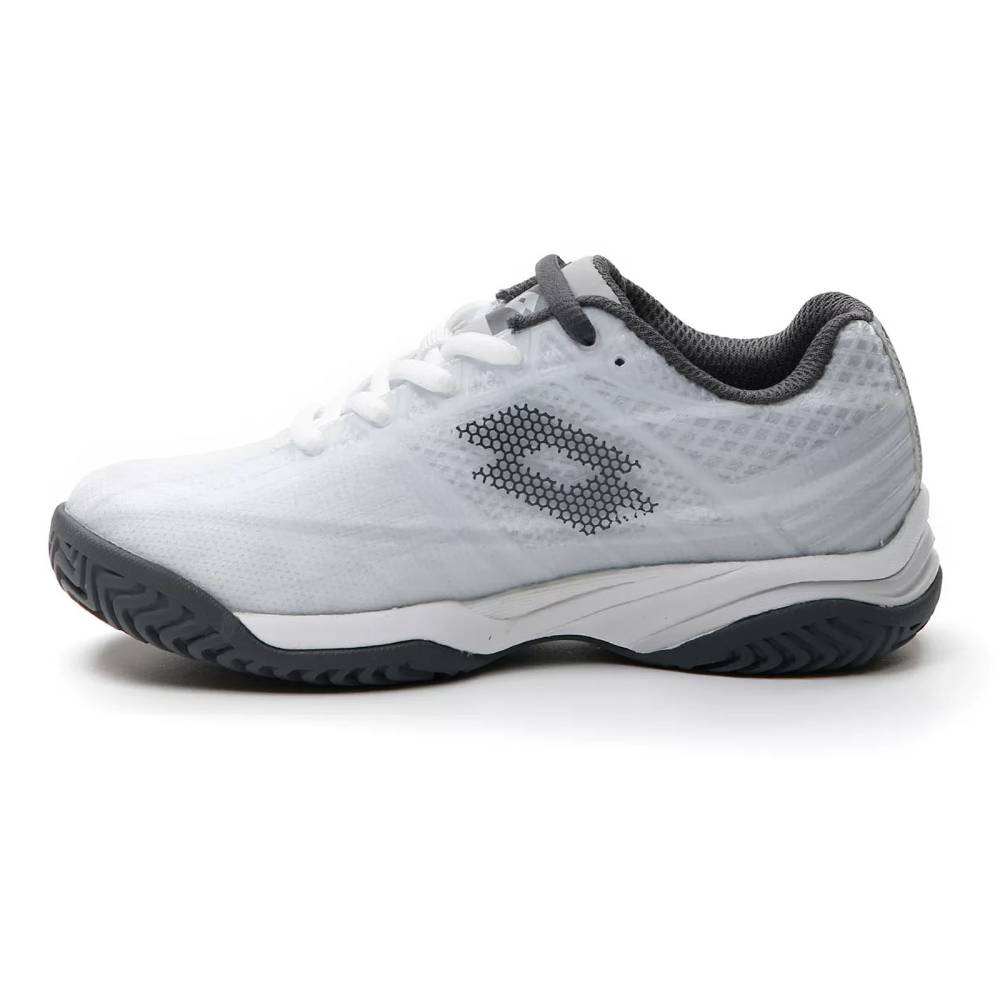 Lotto Mirage 300 Court Junior Tennis Shoe (White/Asphalt) - RacquetGuys.ca