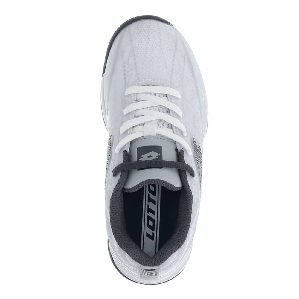 Lotto Mirage 300 Court Junior Tennis Shoe (White/Asphalt) - RacquetGuys.ca