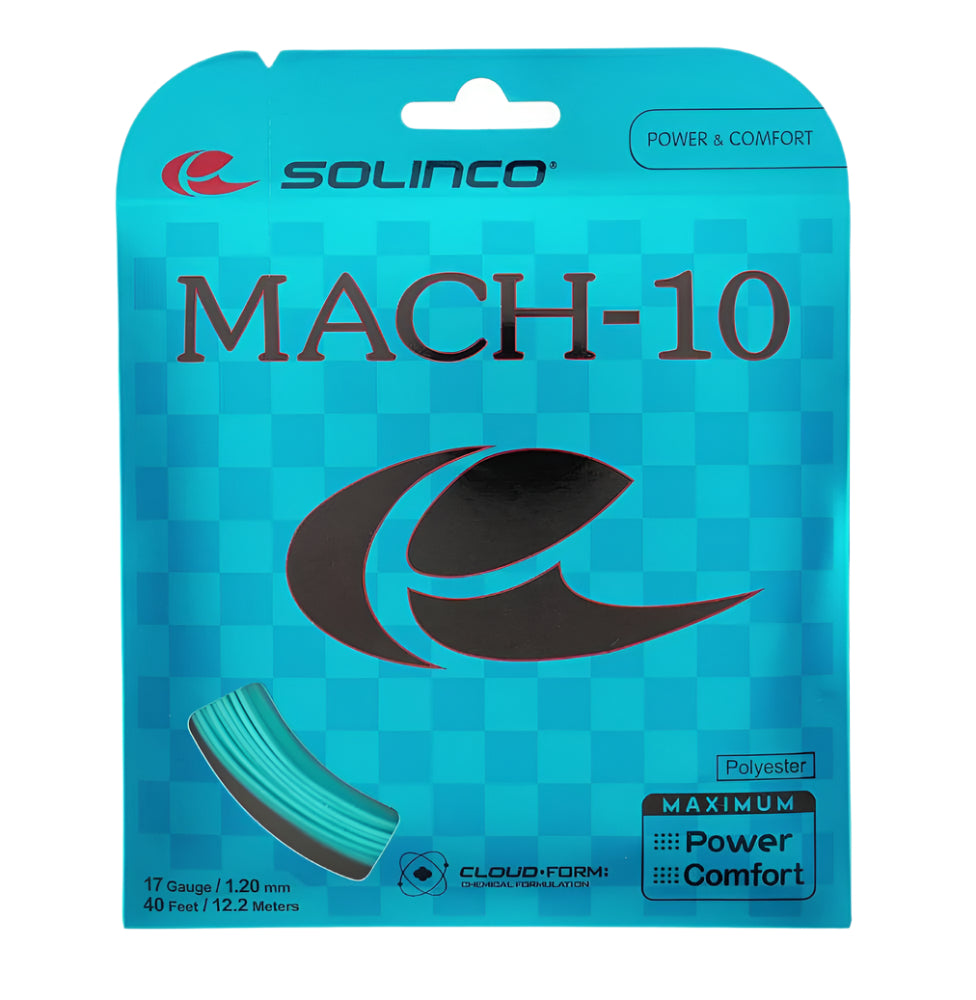 Solinco MACH-10 - Cuerda De Tenis, Calibre 17/1,20 Mm, Poliéster, 200 Metros, Azul Turquesa