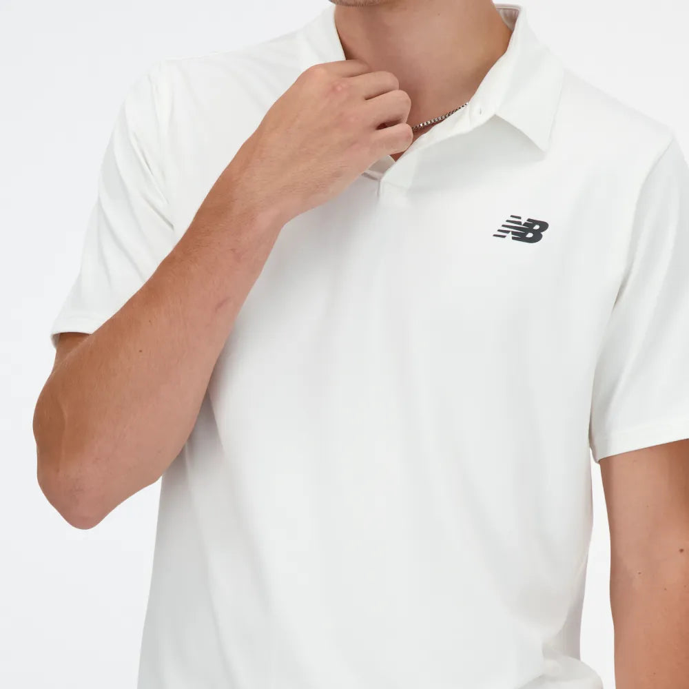 New Balance Men's Performance Polo (White) - RacquetGuys.ca