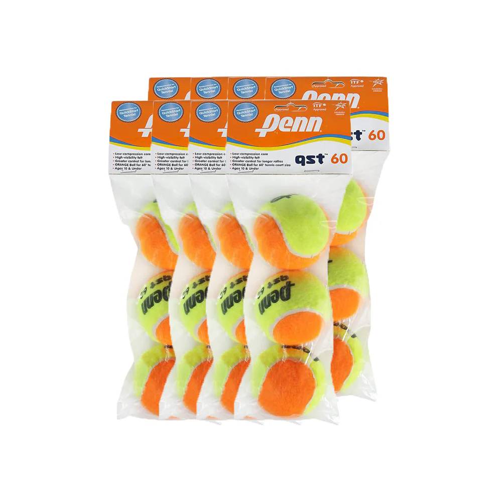 Penn QST 60 Quick Start Orange Felt Junior Tennis Balls (8 packs, 24 balls) - RacquetGuys.ca