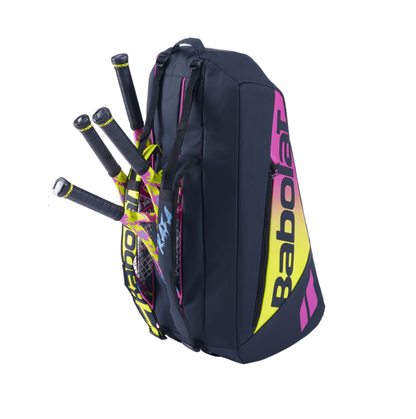 Babolat Pure Aero Rafa 6 Pack Racquet Bag (Black/Yellow/Pink) - RacquetGuys.ca