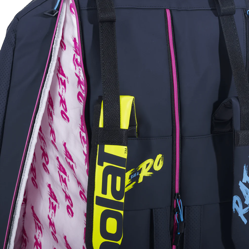 Babolat Pure Aero Rafa 12 Pack Racquet Bag (Black/Yellow/Pink) - RacquetGuys.ca