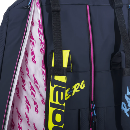 Babolat Pure Aero Rafa 12 Pack Racquet Bag (Black/Yellow/Pink) - RacquetGuys.ca