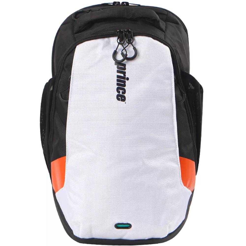 Prince Tour Evo Backpack Racquet Bag (White, Black, Orange) - RacquetGuys.ca