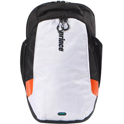 Prince Tour Evo Backpack Racquet Bag (White, Black, Orange) - RacquetGuys.ca