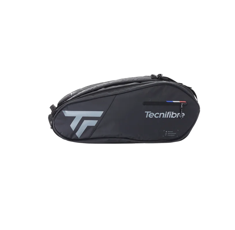 Tecnifibre Team Dry 12 Racquet Bag (Black/Silver) - RacquetGuys.ca