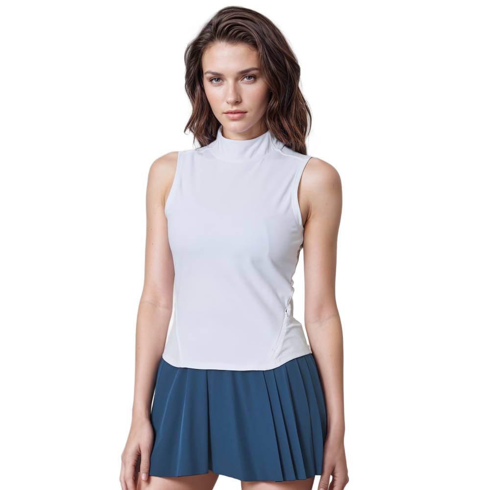 MPG Women's Vital Mock Neck Tank Top (White) - RacquetGuys.ca