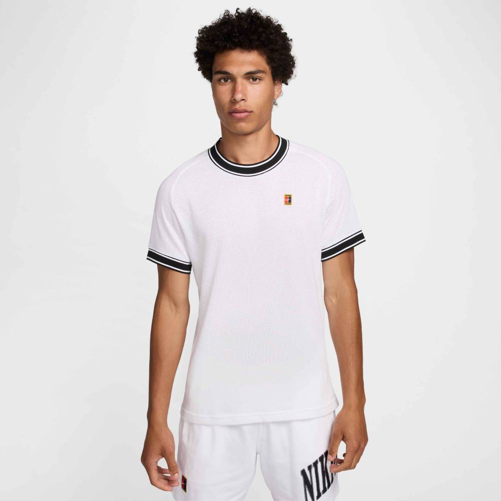 Nike Men's Court Heritage Top (White/Black) - RacquetGuys.ca