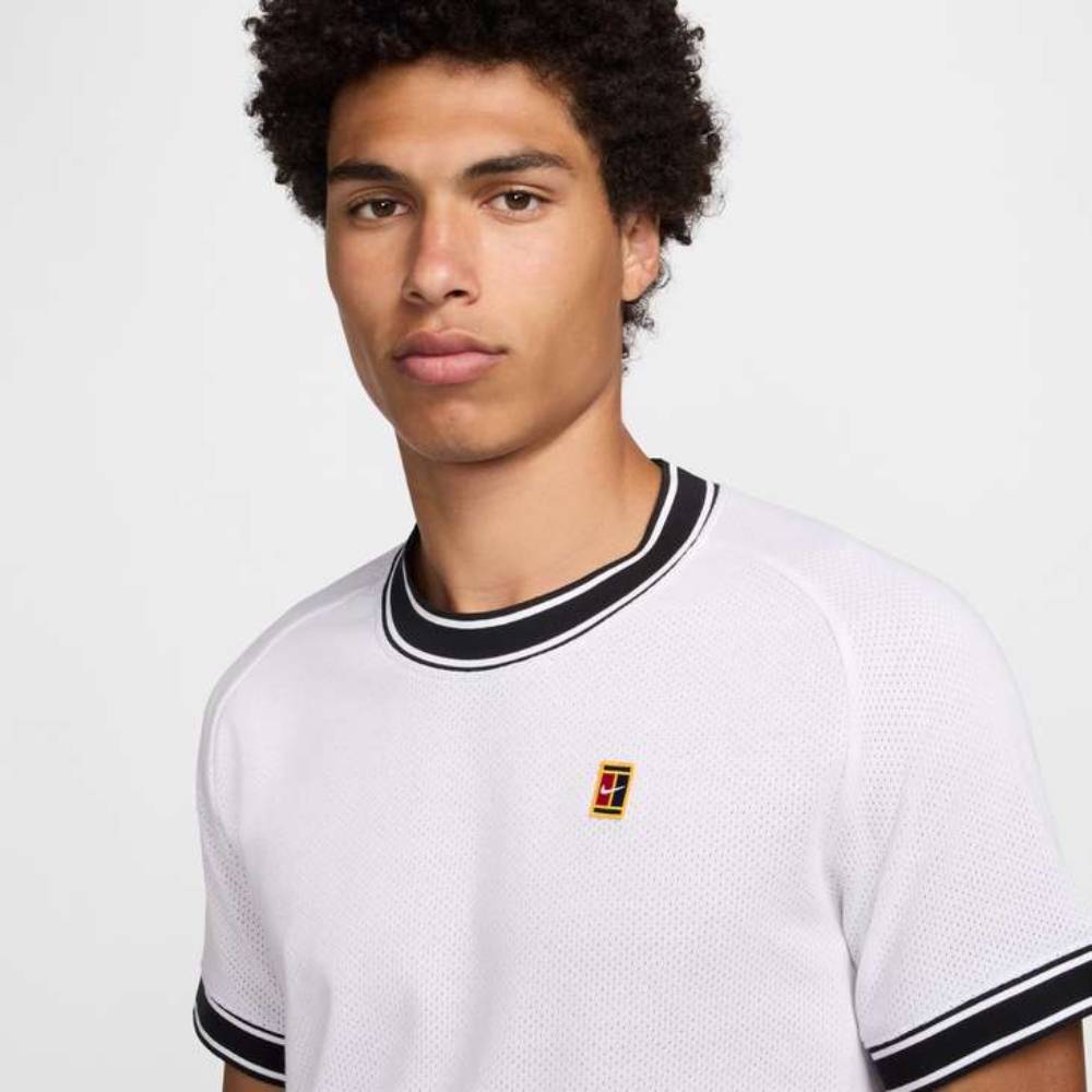 Nike Men's Court Heritage Top (White/Black) - RacquetGuys.ca