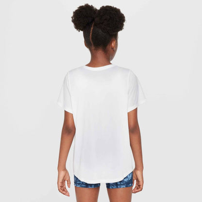 Nike Girl's Dri-FIT One Fitted Top (White/Black) - RacquetGuys.ca