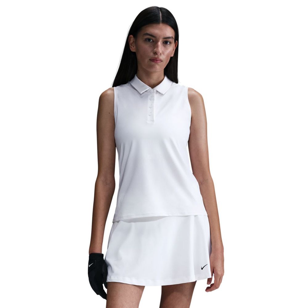 Nike Women's Dri-FIT Victory Sleeveless Polo (White/Black) - RacquetGuys.ca