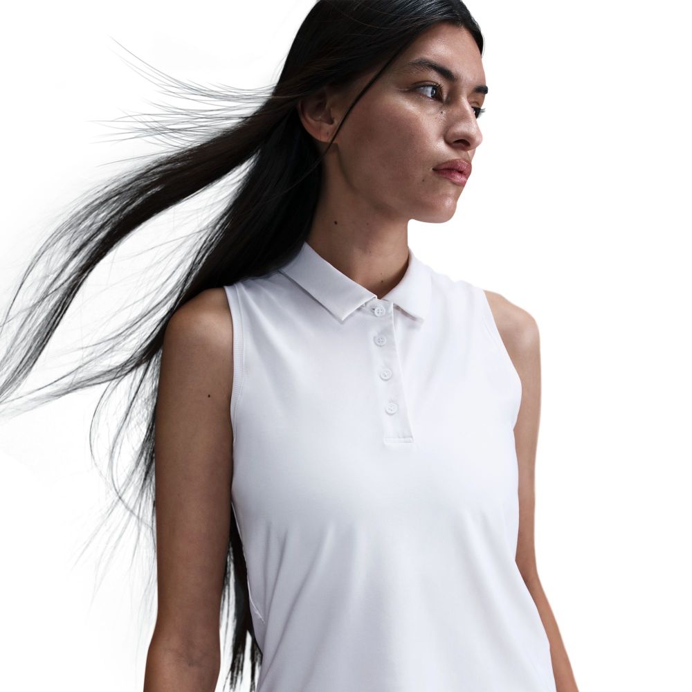 Nike Women's Dri-FIT Victory Sleeveless Polo (White/Black) - RacquetGuys.ca