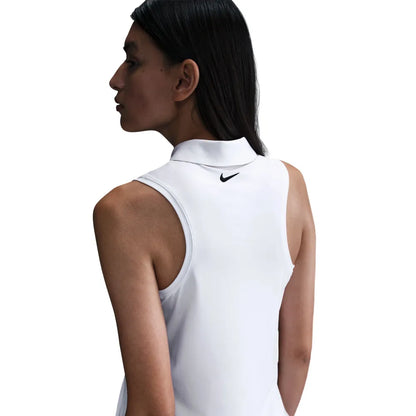 Nike Women's Dri-FIT Victory Sleeveless Polo (White/Black) - RacquetGuys.ca