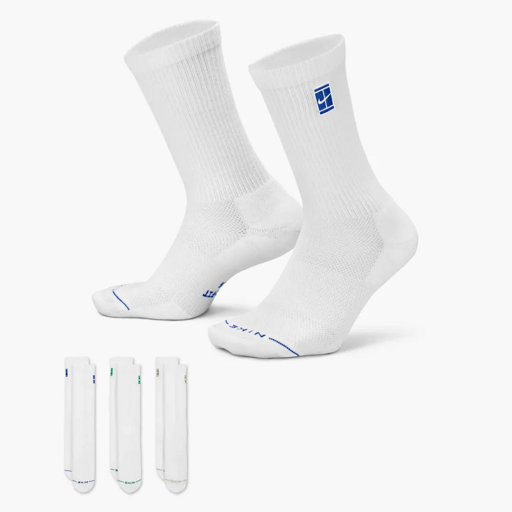 Nike Court Everyday Elevated Crew Tennis Socks 3 Pack (Multi-Color) - RacquetGuys.ca